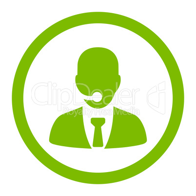 Call center operator flat eco green color rounded vector icon