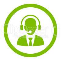 Call center flat eco green color rounded vector icon