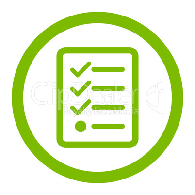 Checklist flat eco green color rounded vector icon