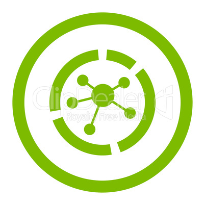 Connections diagram flat eco green color rounded vector icon