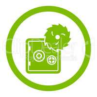 Hacking theft flat eco green color rounded vector icon