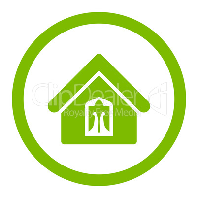 Home flat eco green color rounded vector icon
