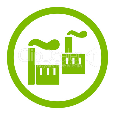 Industry flat eco green color rounded vector icon