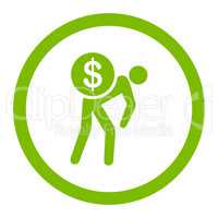 Money courier flat eco green color rounded vector icon