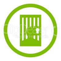 Prison flat eco green color rounded vector icon