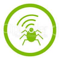 Radio spy bug flat eco green color rounded vector icon
