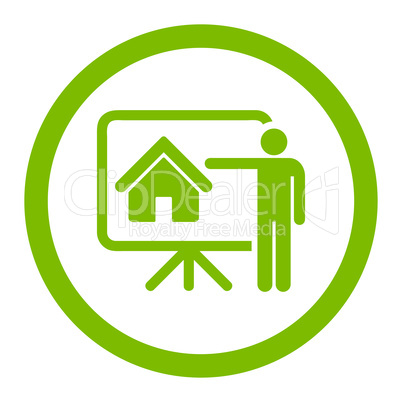 Realtor flat eco green color rounded vector icon