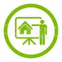 Realtor flat eco green color rounded vector icon