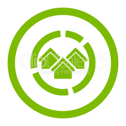 Realty diagram flat eco green color rounded vector icon