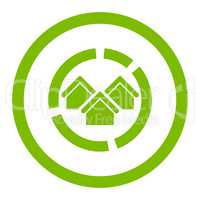 Realty diagram flat eco green color rounded vector icon