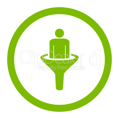 Sales funnel flat eco green color rounded vector icon