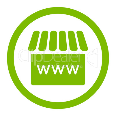Webstore flat eco green color rounded vector icon