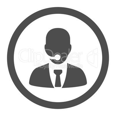 Call center operator flat gray color rounded vector icon