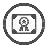 Certificate flat gray color rounded vector icon