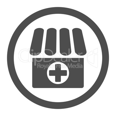 Drugstore flat gray color rounded vector icon