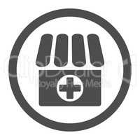 Drugstore flat gray color rounded vector icon