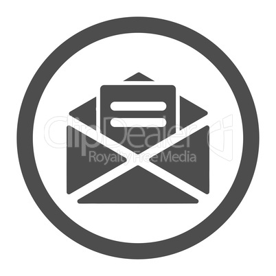 Open mail flat gray color rounded vector icon