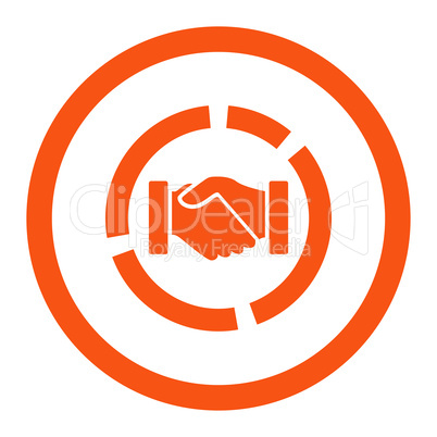 Acquisition diagram flat orange color rounded vector icon