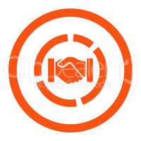 Acquisition diagram flat orange color rounded vector icon