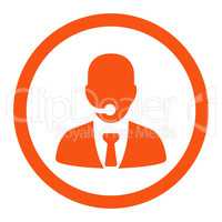 Call center operator flat orange color rounded vector icon