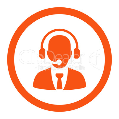 Call center flat orange color rounded vector icon