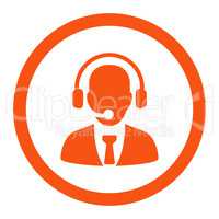 Call center flat orange color rounded vector icon