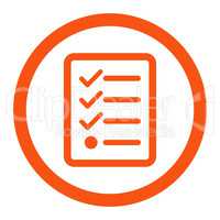 Checklist flat orange color rounded vector icon