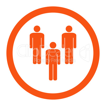 Community flat orange color rounded vector icon