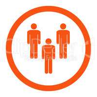 Community flat orange color rounded vector icon