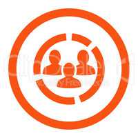 Demography diagram flat orange color rounded vector icon