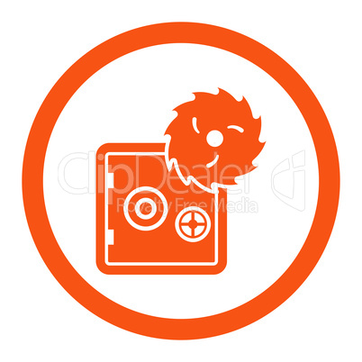 Hacking theft flat orange color rounded vector icon