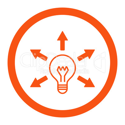 Idea flat orange color rounded vector icon
