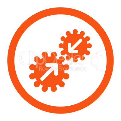 Integration flat orange color rounded vector icon