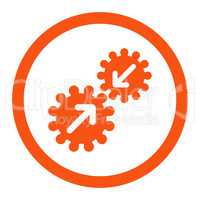 Integration flat orange color rounded vector icon