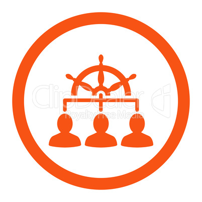 Management flat orange color rounded vector icon