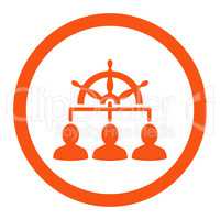 Management flat orange color rounded vector icon