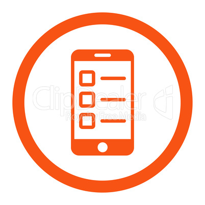 Mobile test flat orange color rounded vector icon