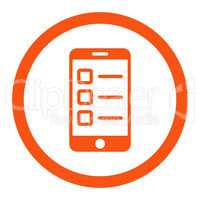 Mobile test flat orange color rounded vector icon