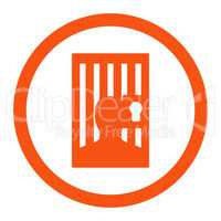 Prison flat orange color rounded vector icon