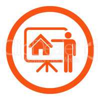 Realtor flat orange color rounded vector icon