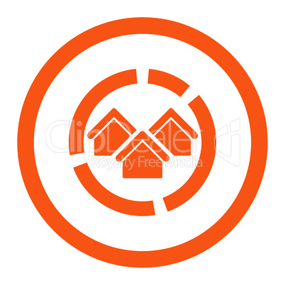 Realty diagram flat orange color rounded vector icon