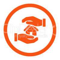 Realty insurance flat orange color rounded vector icon