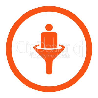 Sales funnel flat orange color rounded vector icon