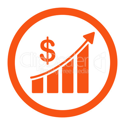 Sales flat orange color rounded vector icon