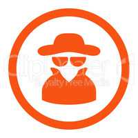 Spy flat orange color rounded vector icon