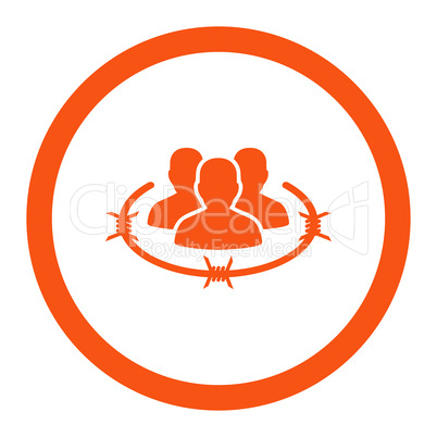 Strict management flat orange color rounded vector icon