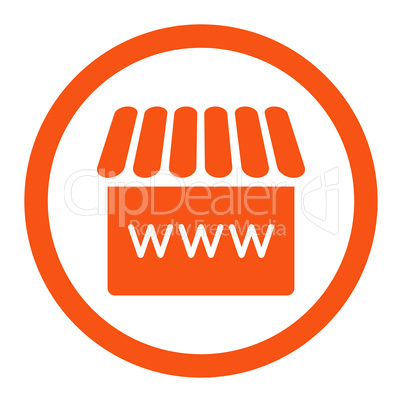 Webstore flat orange color rounded vector icon