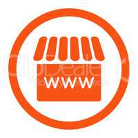 Webstore flat orange color rounded vector icon