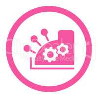 Cash register flat pink color rounded vector icon