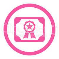 Certificate flat pink color rounded vector icon